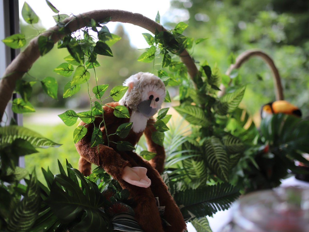 Tropical hoop centerpieces